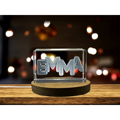 Emma 3D Engraved Crystal Trophy Award w/LED Base Light