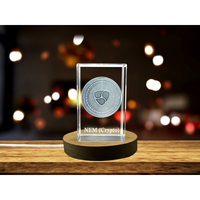 NEM Art Engraved Crystal Award Trophy w/LED Base Light