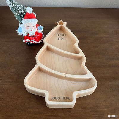Maple Wood Christmas Tree Snack Tray