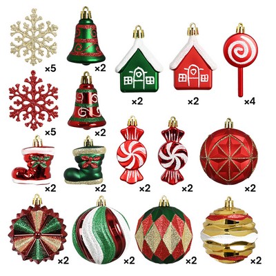 Christmas Ornament Ball Set 40pcs Hand Painted Plastic Decorations