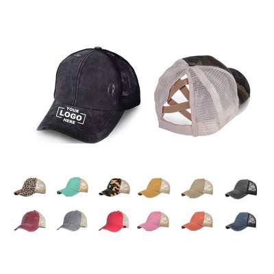 Adjustable Breathable Cotton Ponytail Cap