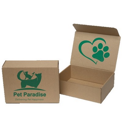 One Color Natural Display Mailer Box w/2 Sided Imprint (12" x 9" x 4")