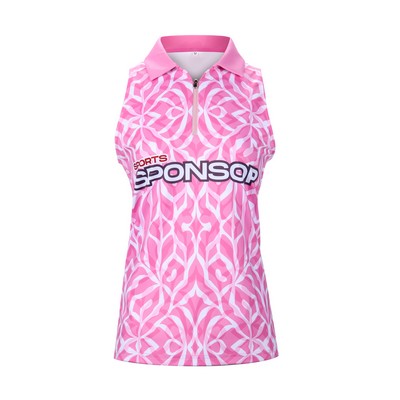 Custom Women's Athletic Sleeveless Polo Shirt (Full Color)
