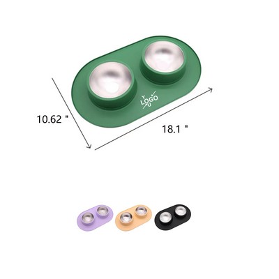 Durable Pet Feeding Mat with Metal Bowl