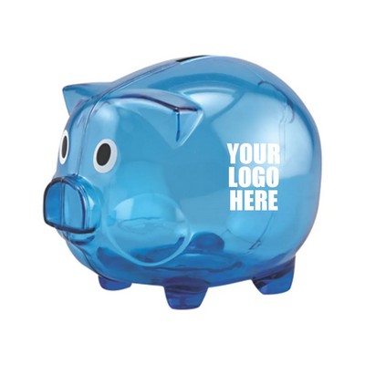 Unbreakable Transparent Plastic Cartoon Pig Coin Bank for Kids