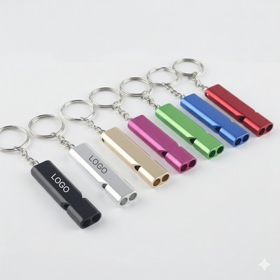 Flat Aluminum Alloy Dual Frequency Survival Whistle Double Tube Outdoor Emergency Rescue Whistle