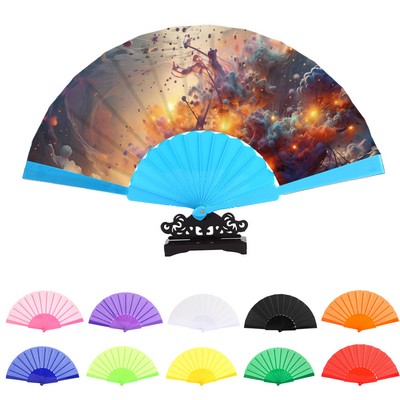 210D Oxford Fabric Folding Hand Fan for Events and Promotions