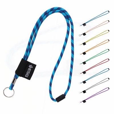 Nylon Breakaway Rope Lanyard W/ Split Ring and Metal Crimp