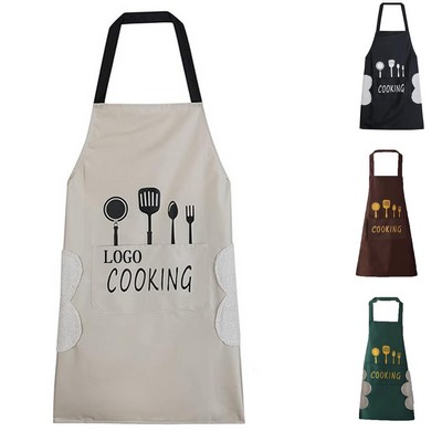 Water Resistant Kitchen Apron with Pockets and Hand Wipe