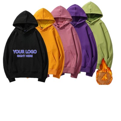 Classic Winter Plush Pullover Hooded Sweatshirt