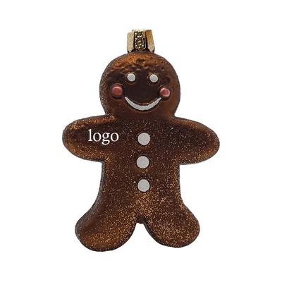 Gingerbread Man Glass Ornament