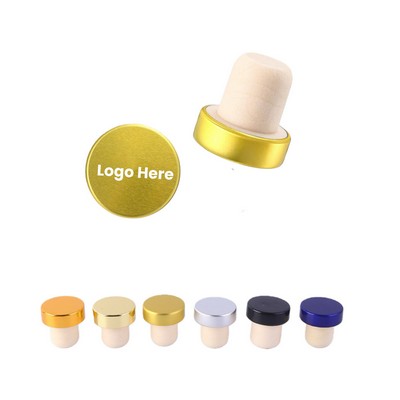 T Shape Cork Wine Bottle Stopper with Aluminum Top