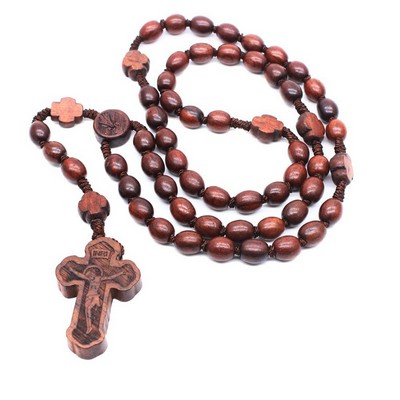 Sacred Wooden Prayer Bead with Divine Image