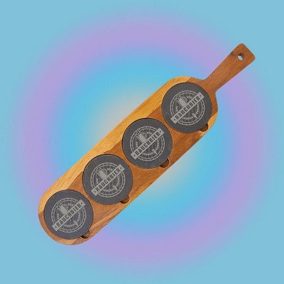 18 1/2" x 4 1/4"Acacia Wood/Slate Serving Board