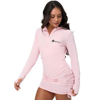 BloqUV Women's Sun Protection UPF 50+ Long Sleeve Drawstring Cover up Dress
