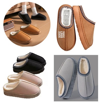 Platform Fuzzy Suede Slippers