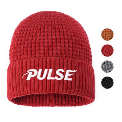 Unisex Waffle Knit Cuffed Beanie With Custom Logo