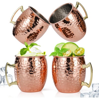 16 oz Authentic Hammered Style Moscow Mule Copper Mug