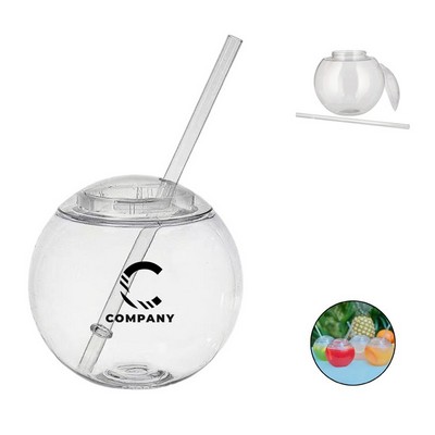 22 oz Fishbowl Ball Cups for Drinks with Lids and Straws
