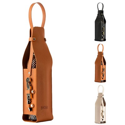 Pu Leather Wine Bottle Carrier Gift Bag