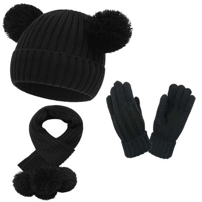 Winter Hat Gloves Scarf Warm Set for Toddler