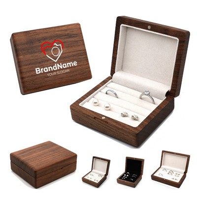 Wooden Square Magnetic Small Multi-Row Ring Jewelry Box