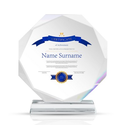 Round Crystal Achievement Award with Pedestal Base