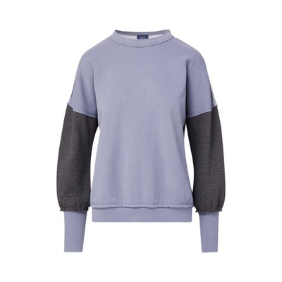 Genevieve Sueded Raw Edge Crew Sweatshirt