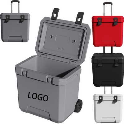 38Qt Wheeled Portable Car Camping Cooler With Handle