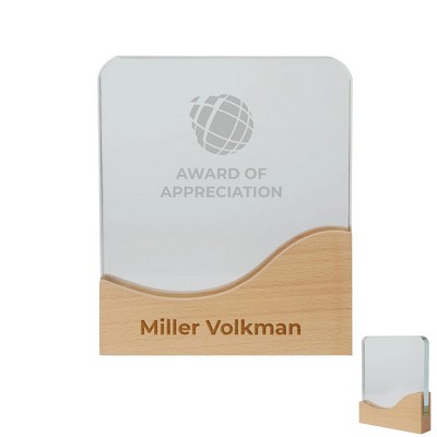 Ola Crystal Award with Wood Base