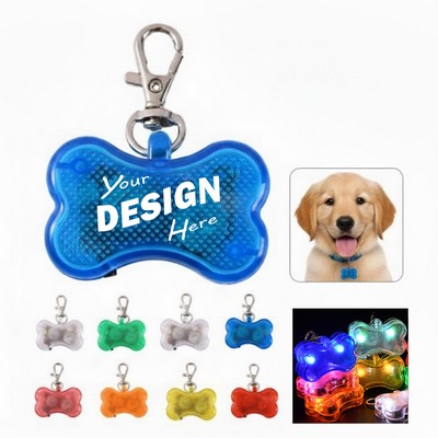Bone Shaped LED Pet Safety Light Clip On Collar Pendant