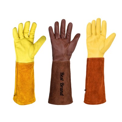 Multicolor Sheepskin Long-Sleeve Garden Protective Gloves