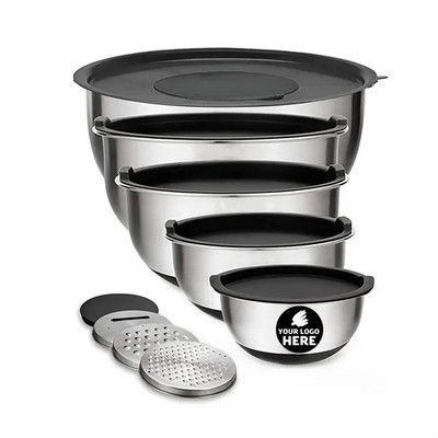 5-Piece Stainless Steel Mixing Bowl Set with Secure Lids