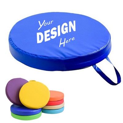 15" PU Leather Portable Round Floor Cushion
