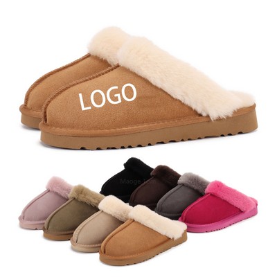 Winter House Shoes Suede Fuzzy Slippers