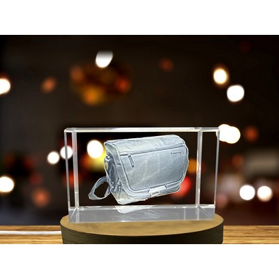 3D Engraved Crystal Camera Bag w/LED Base Light - Gift for Photographers
