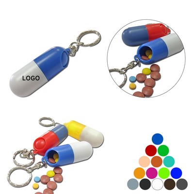 Twist Pill Box Key Chain