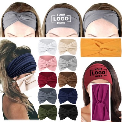 Yoga & Sports Wide Elastic Twist Stretch Headbands