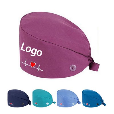 Adjustable Scrub Cap With Heart ECG Design