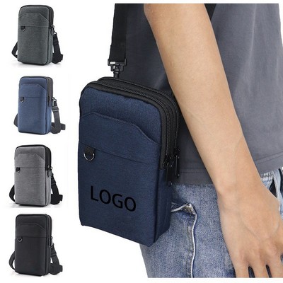 Oxford Cloth Belt Vertical Mobile Phone Waist Bag
