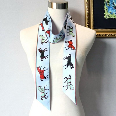 Custom 47.2" x 2.4" 100% Silk Neck Scarf Twill Silk Ribbons Purse Scarf