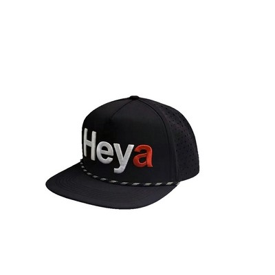 Heya Premium Perforated Performance Cap with Front Rope Snapback cap 3D Embroidery