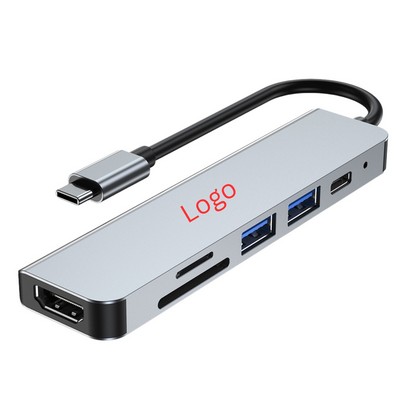 6-in-1 Aluminum USB-C 4K HDMI Hub with 100W PD