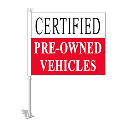 Vizi™ Red "CERTIFIED PRE-OWNED VEHICLES" Clip-On Window Flag