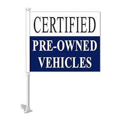 Vizi™ Blue "CERTIFIED PRE-OWNED VEHICLES" Clip-On Window Flag