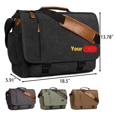 17" Waterproof Canvas Laptop Crossbody Carry Bag