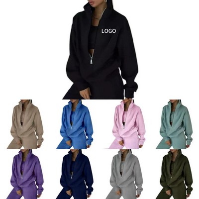 Half-zipper women's sportswear set