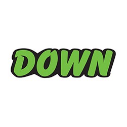 "DOWN" Green/Black Die-Cut Slogan Vinyl Sticker