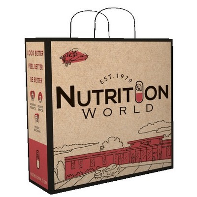 Natural Custom Printed Paper Shopping Bag (10 1/4"X5 1/2"X10 1/4")