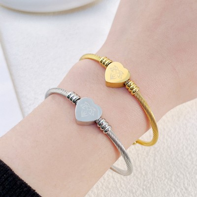 Elastic Heart Titanium Steel Open Bracelet/ Bangle